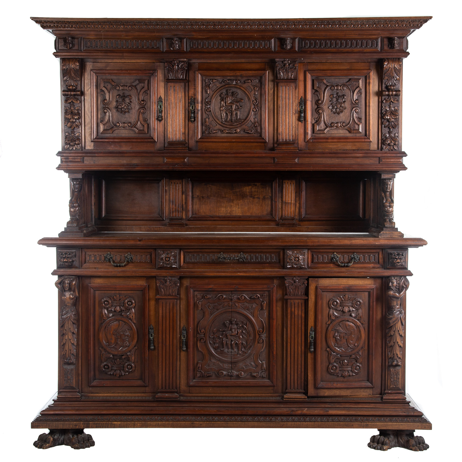 Appraisal: RENAISSANCE REVIVAL MAHOGANY COURT CUPBOARD Late th century elaborately carved