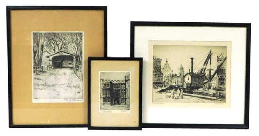 Appraisal: Three th th C etchings framed and matted under glass