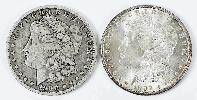 Appraisal: Pair of New Orleans Morgan Dollars -O CC popular overmintmark