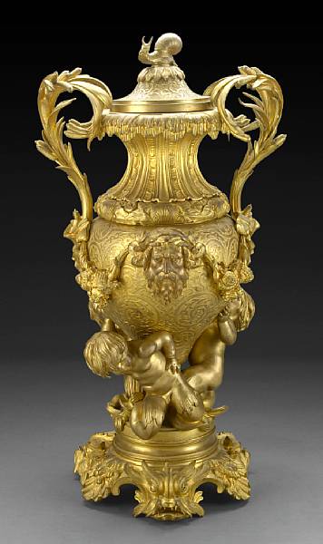 Appraisal: A good quality gilt bronze covered urn late th early