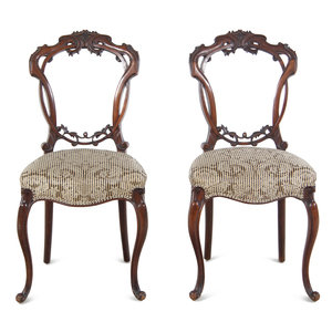 Appraisal: A Pair of French Aesthetic Movement Mahogany Side Chairs th