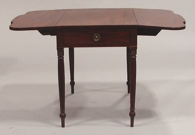 Appraisal: Mahogany Single drawer base with reeded turned tapered leg and