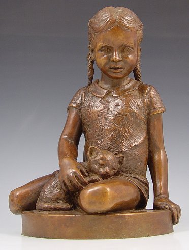 Appraisal: PARKS Charles - Child with Kitten Bronze '' h signed