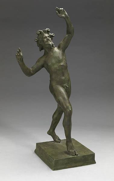 Appraisal: A patinated bronze figure of the Dancing Faun of Pompeii