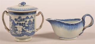 Appraisal: Pcs Canton Blue and White Oriental Porcelain Two Pieces of