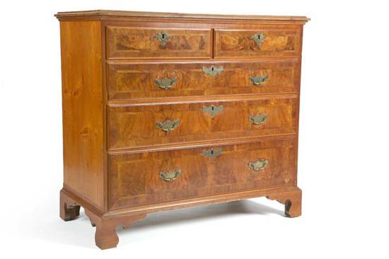 Appraisal: FIVE DRAWER CHEST Chippendale style with bracket feet and dovetailed