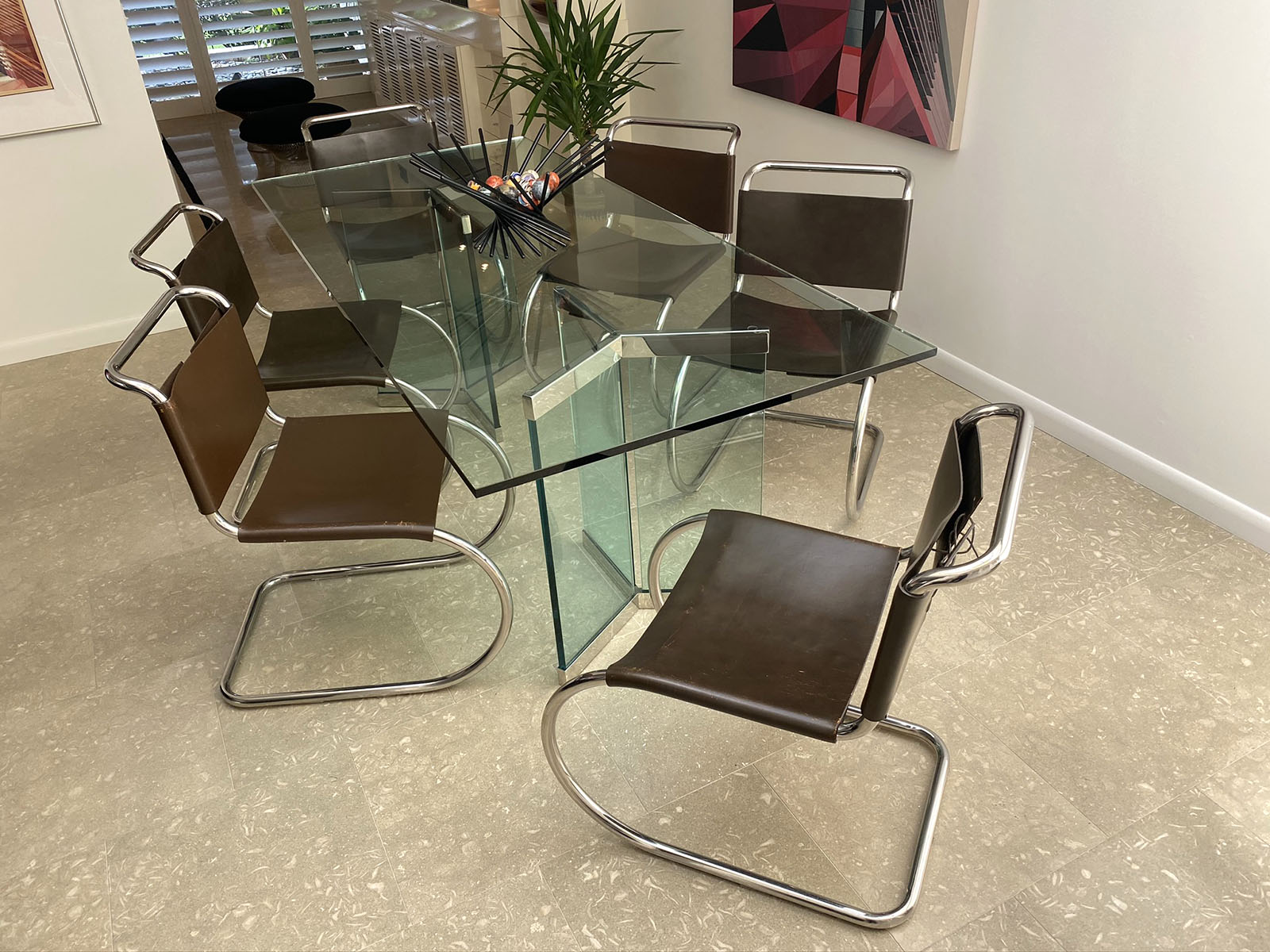 Appraisal: MIES VAN DER ROHE MR LEATHER AND CHROME CANTILEVER CHAIRS