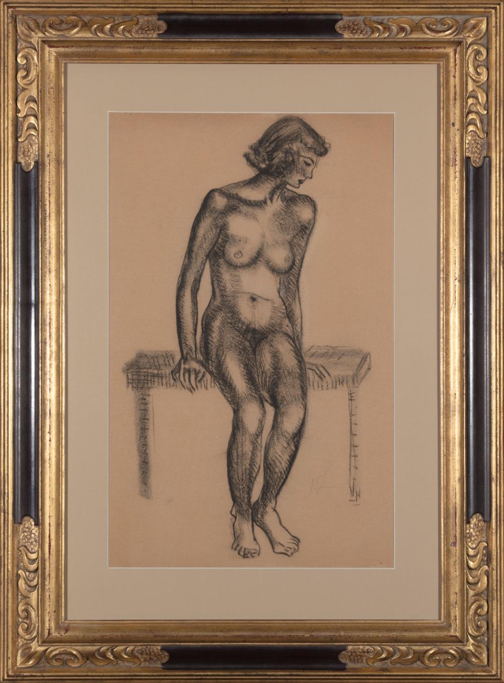 Appraisal: Hayley Lever Australian American - Nude charcoal on paper mounted