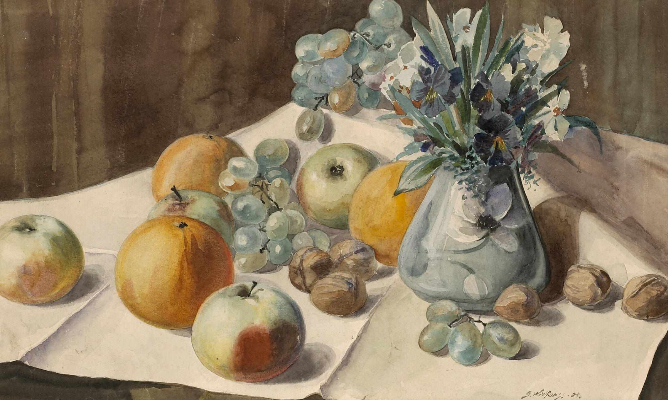 Appraisal: Gunnar Mauritz Widforss American - Still life with flowers fruit