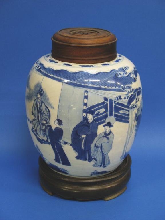 Appraisal: A CHINESE BLUE AND WHITE JAR of globular form decorated