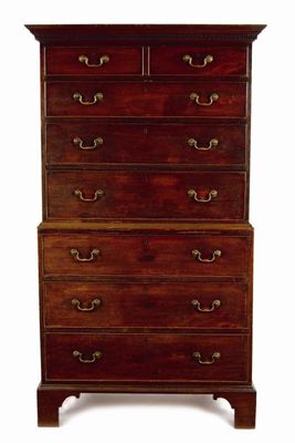 Appraisal: A late George III mahogany chest on chest with original