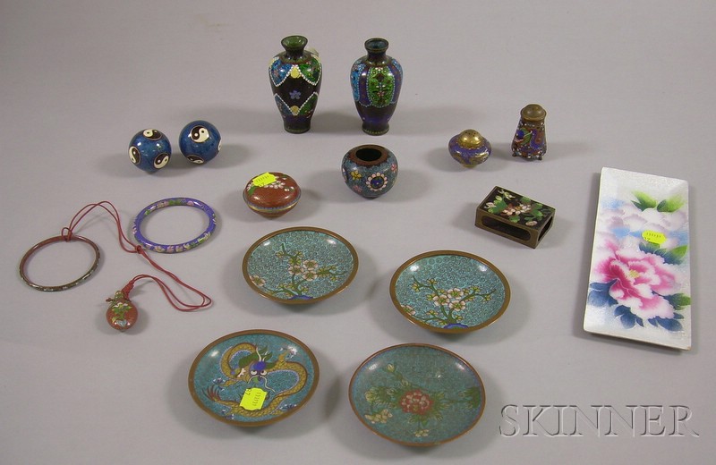 Appraisal: Approximately Fourteen Small Cloisonne Table and Decorative Items including two