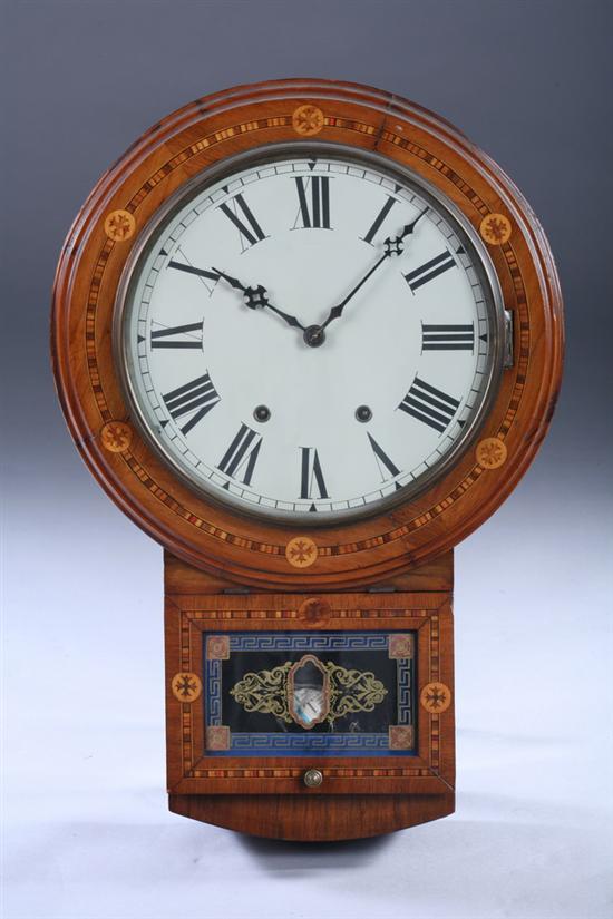 Appraisal: VICTORIAN NEOCLASSICAL REVIVAL WALL CLOCK th century Turned molded-edge inlaid