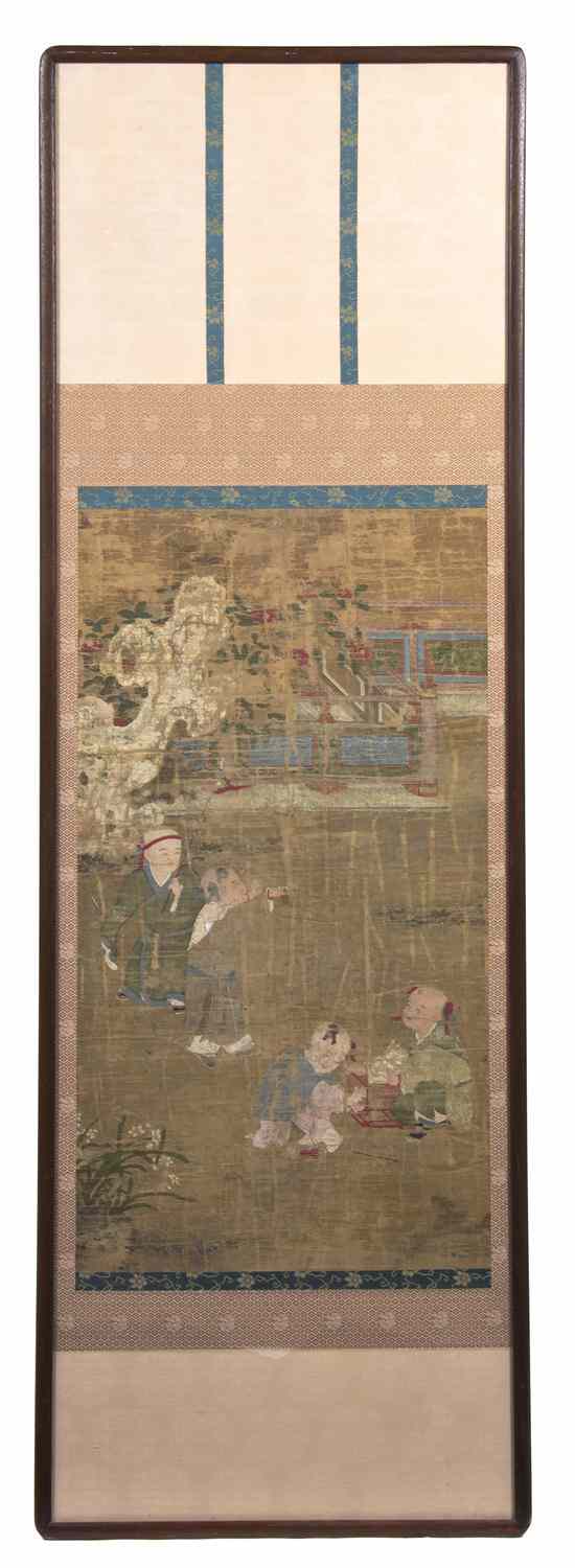 Appraisal: A Chinese Painting on Silk of Boys at Play Qing