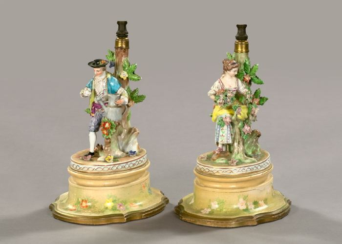 Appraisal: Attractive Pair of German Porcelain Gardener Figures third quarter th