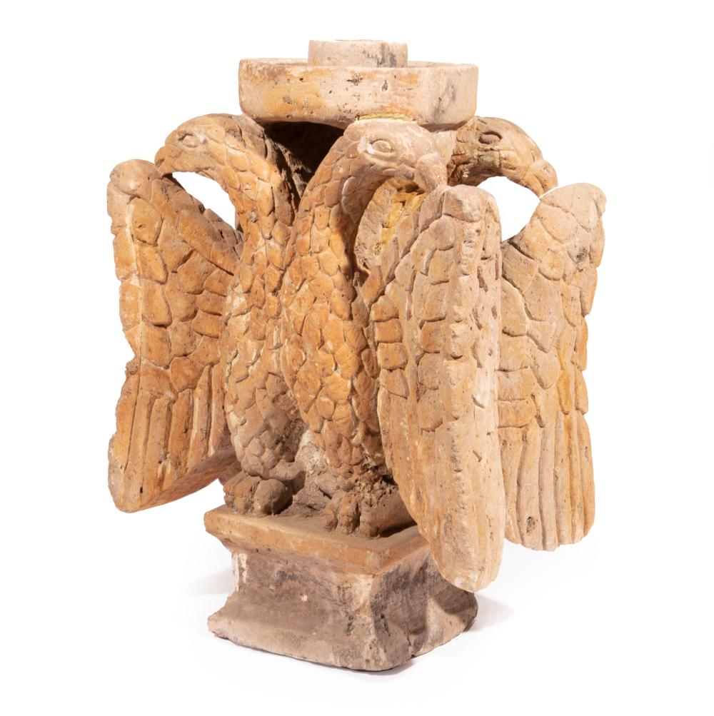 Appraisal: Large Neoclassical-Style Carved Stone Fountain Base carved with double-headed eagles