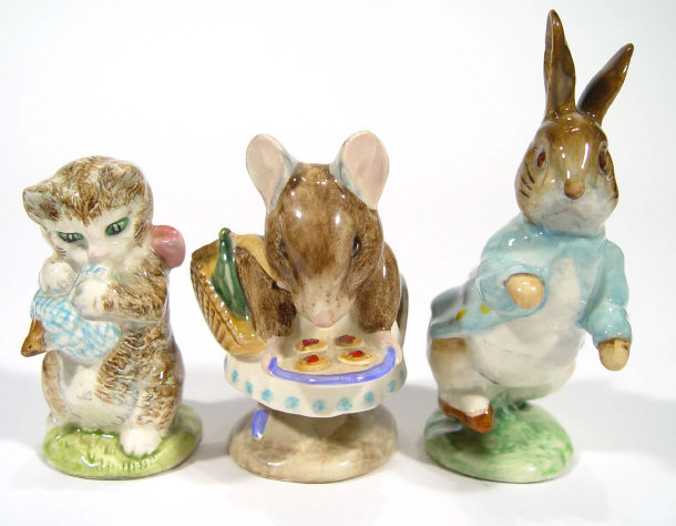 Appraisal: Three hand painted Beswick Beatrix Potter figures - 'Miss Moppet'