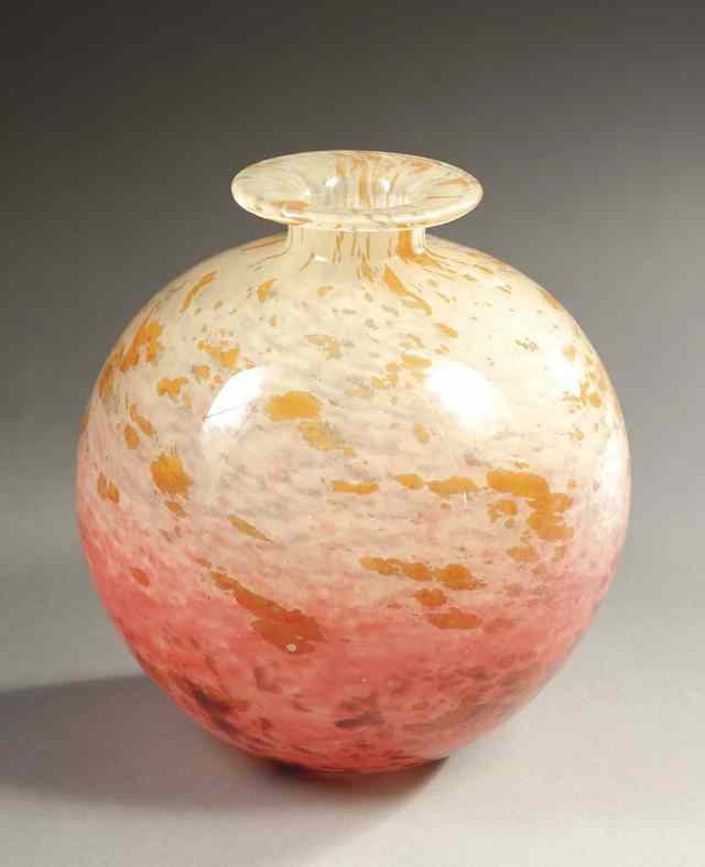 Appraisal: SCHNEIDER ART GLASS VASE signed underfoot The bulbous shape having