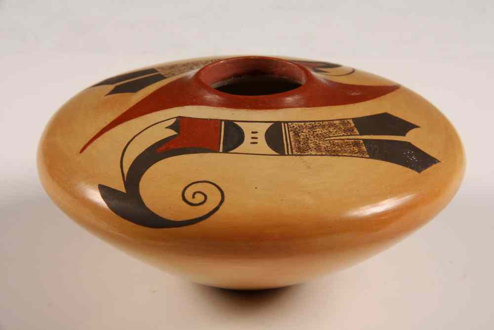 Appraisal: NATIVE AMERICAN POTTERY - Squatty Narrow Mouth Pot with Polychrome