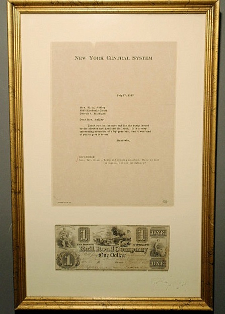 Appraisal: Framed letter dated and rare railroad issued