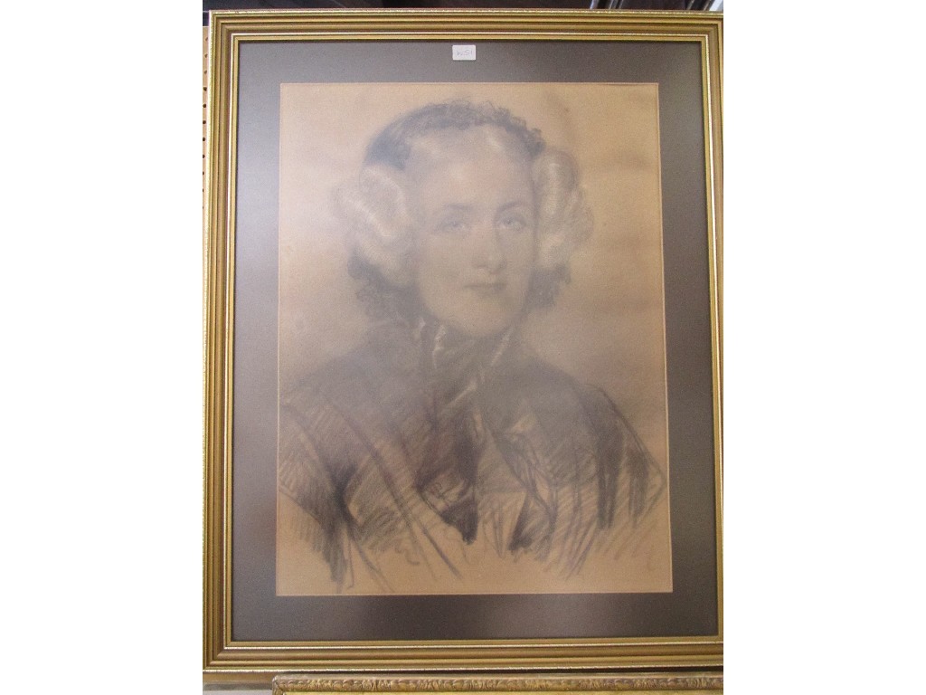 Appraisal: Chalk portrait of a woman signed Miller