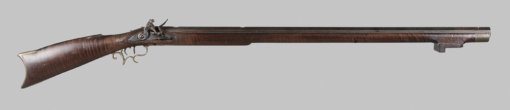 Appraisal: Brass-Mounted Flintlock Bench Rifle cal heavy - in octagonal barrel