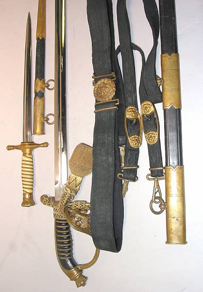 Appraisal: A scarce Finnish naval officer's sword and dirkcirca Straight inch