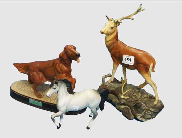 Appraisal: Beswick Connoisseur Model of a Stag on Rock Antlers broke