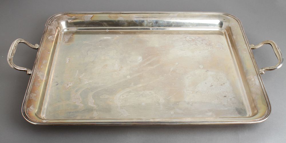 Appraisal: Italian Sterling Silver Rectangular Serving Tray Italian sterling silver serving