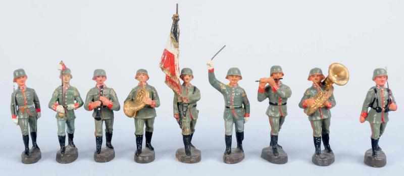 Appraisal: Elastolin cm German Army Marching Band Includes nine composition German