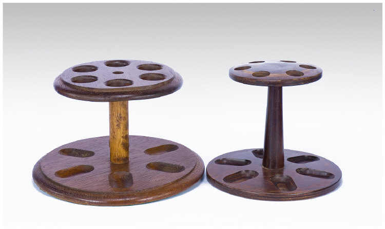 Appraisal: Two Wooden Pipe Stands Of Circular Form Each Holds Six