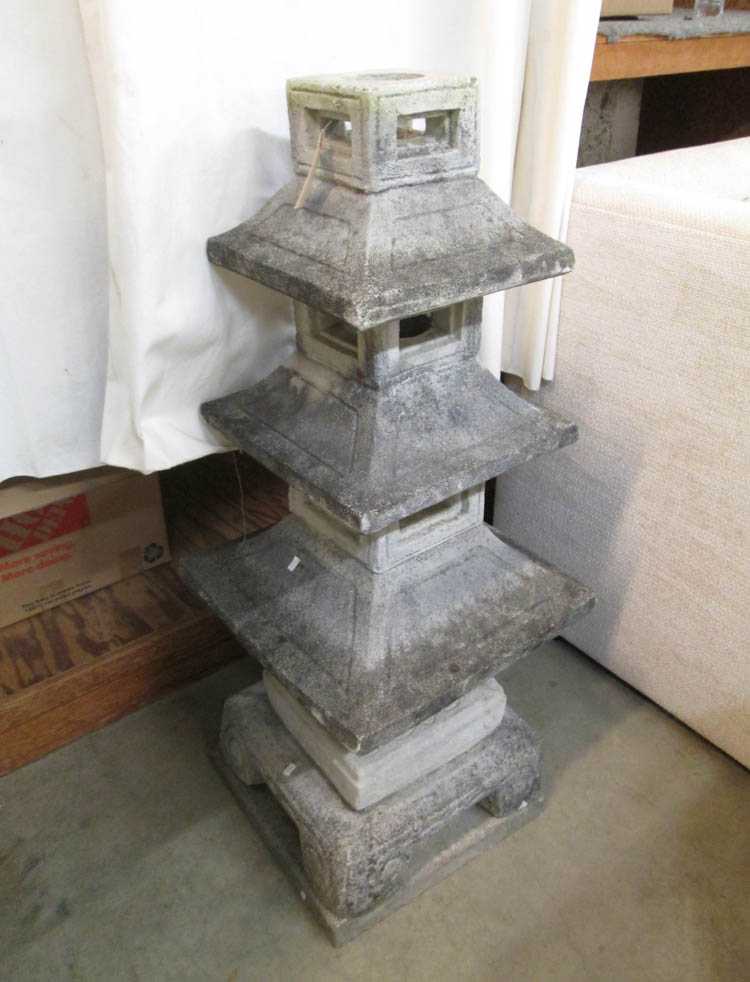 Appraisal: CHINESE GARDEN PAGODA TOWER having four graduated stacking concrete sections