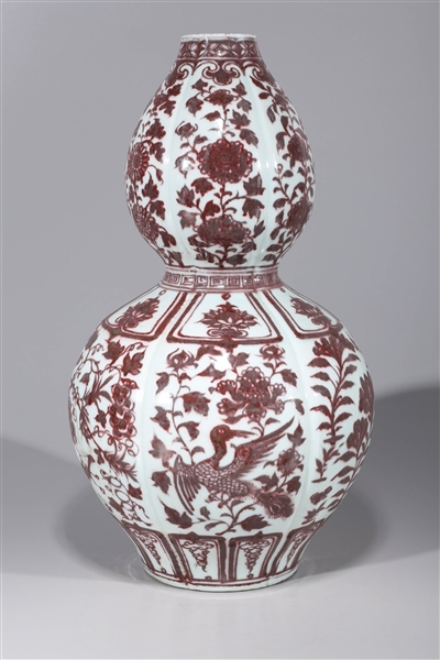 Appraisal: Chinese porcelain double gourd vase with bird and floral designs