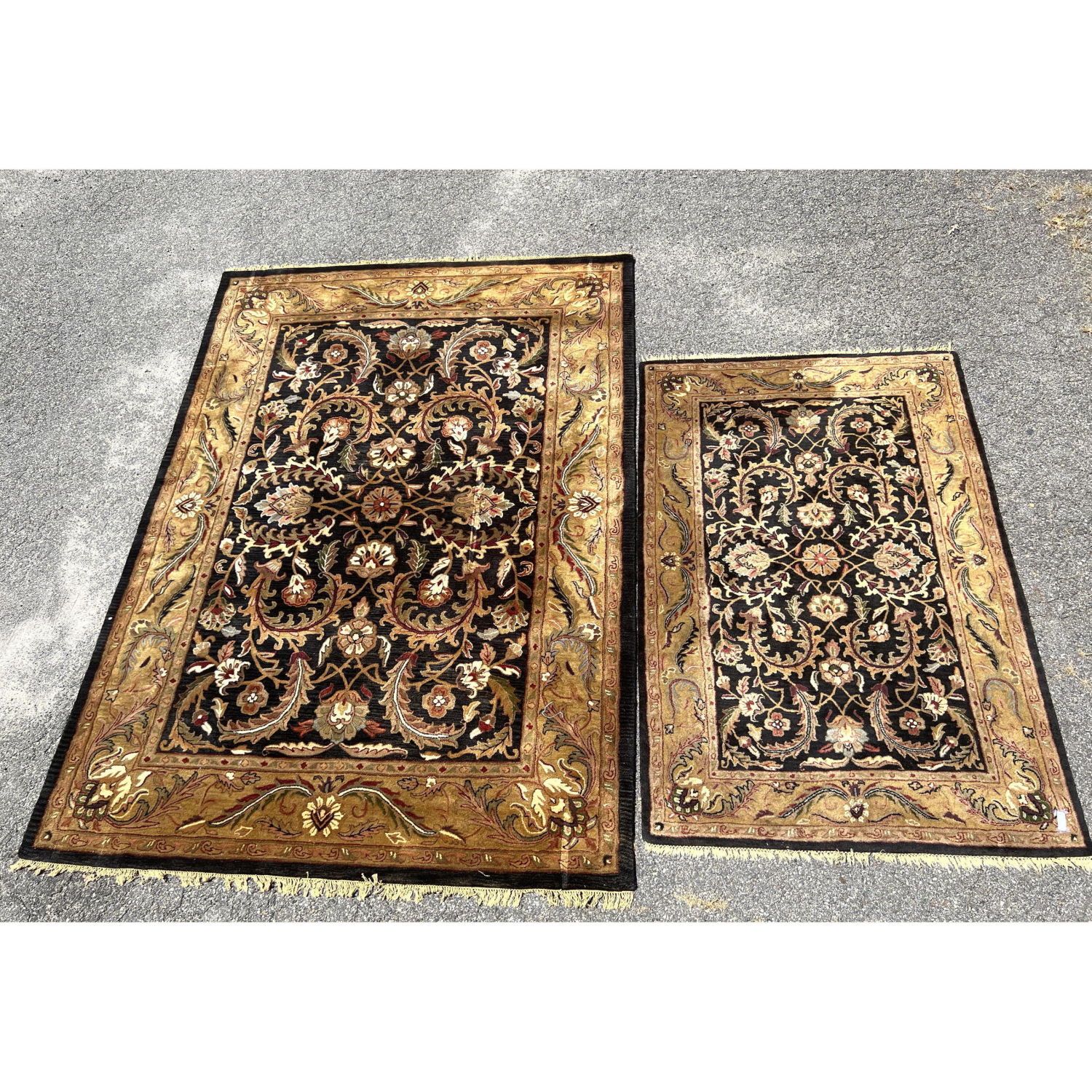 Appraisal: pc x and x black oriental style carpets Dimensions H