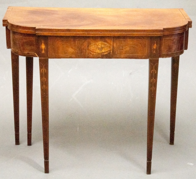 Appraisal: a Federal Mahogany Inlaid Card Table Central paternae inlaid with