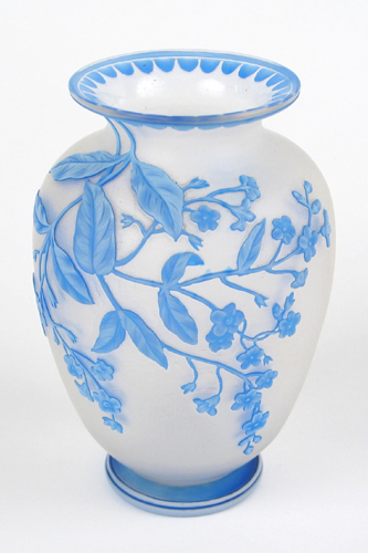 Appraisal: THOMAS WEBB GEM CAMEO GLASS VASE of jar-form in striking