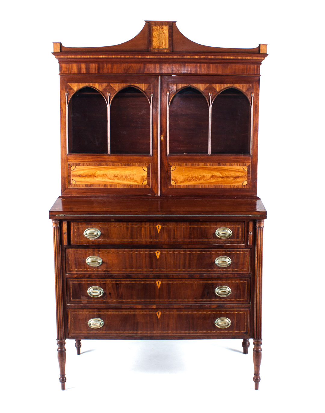 Appraisal: Federal mahogany secretary bookcase Massachusetts circa upper section has cornice