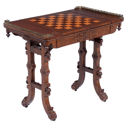 Appraisal: An early Victorian Elizabethan oak games table the oblong top