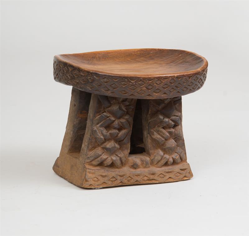 Appraisal: AFRICAN CARVED WOOD STOOL KUBA STYLE x x in Property