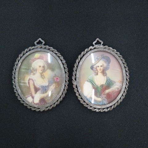 Appraisal: Miniature Paintings of Ladies on ivory x