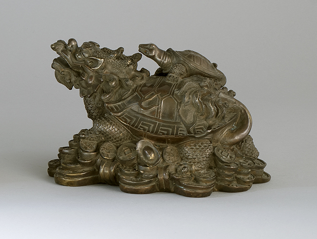 Appraisal: BRONZE FIGURE GROUP Circa In the form of a tortoise