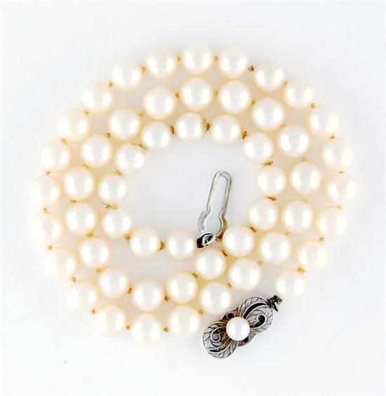 Appraisal: Mikimoto graduated cultured pearl necklace fifty-three pearls to mm ending