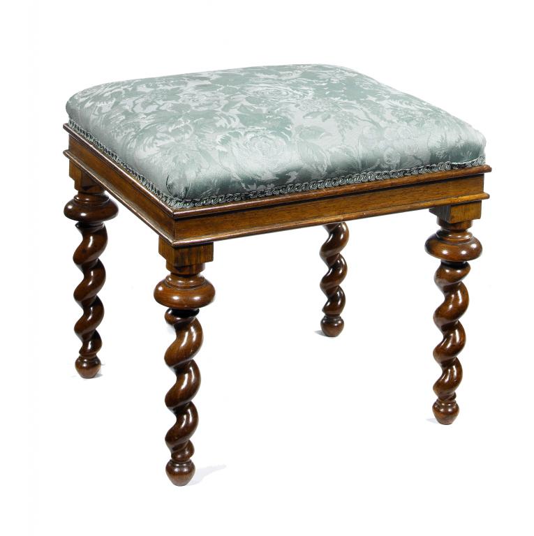 Appraisal: A VICTORIAN ROSEWOOD DRESSING STOOL the rectangular seat on tapering