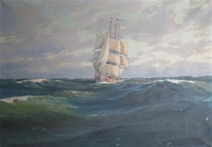 Appraisal: PATRICK DUNBAR th century SHIP AT SEA Signed bottom right