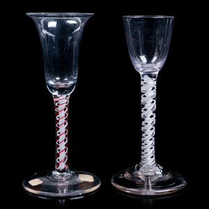 Appraisal: Two American Twist-Stem Wine Glasses Circa Height of taller example