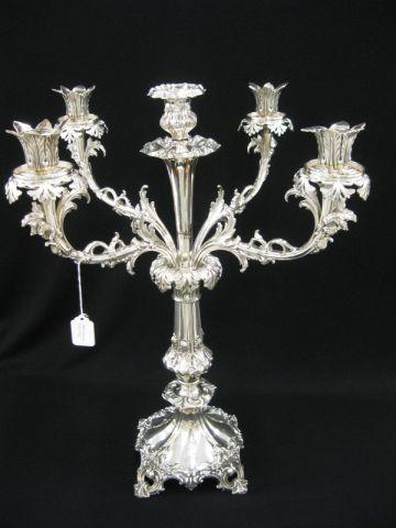 Appraisal: Huge English Silverplate Candelabrum attributed to Elkington th century five