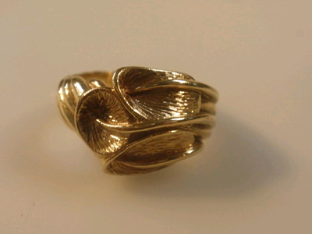 Appraisal: A ct gold ring with lilypad design approximate weight g