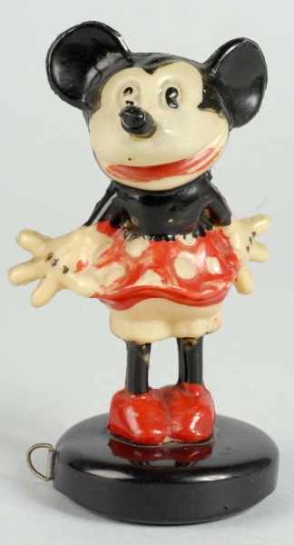 Appraisal: Minnie Mouse Figural Tape Measure Description Celluloid Extra large example