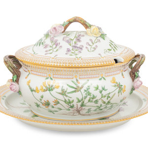 Appraisal: A Royal Copenhagen Flora Danica Porcelain Tureen and Platter the