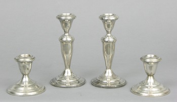 Appraisal: Two Pairs of Weighted Sterling Silver Candle Holders Two pairs